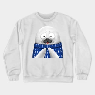 Cute Seal Wearing Blue Sweater Crewneck Sweatshirt